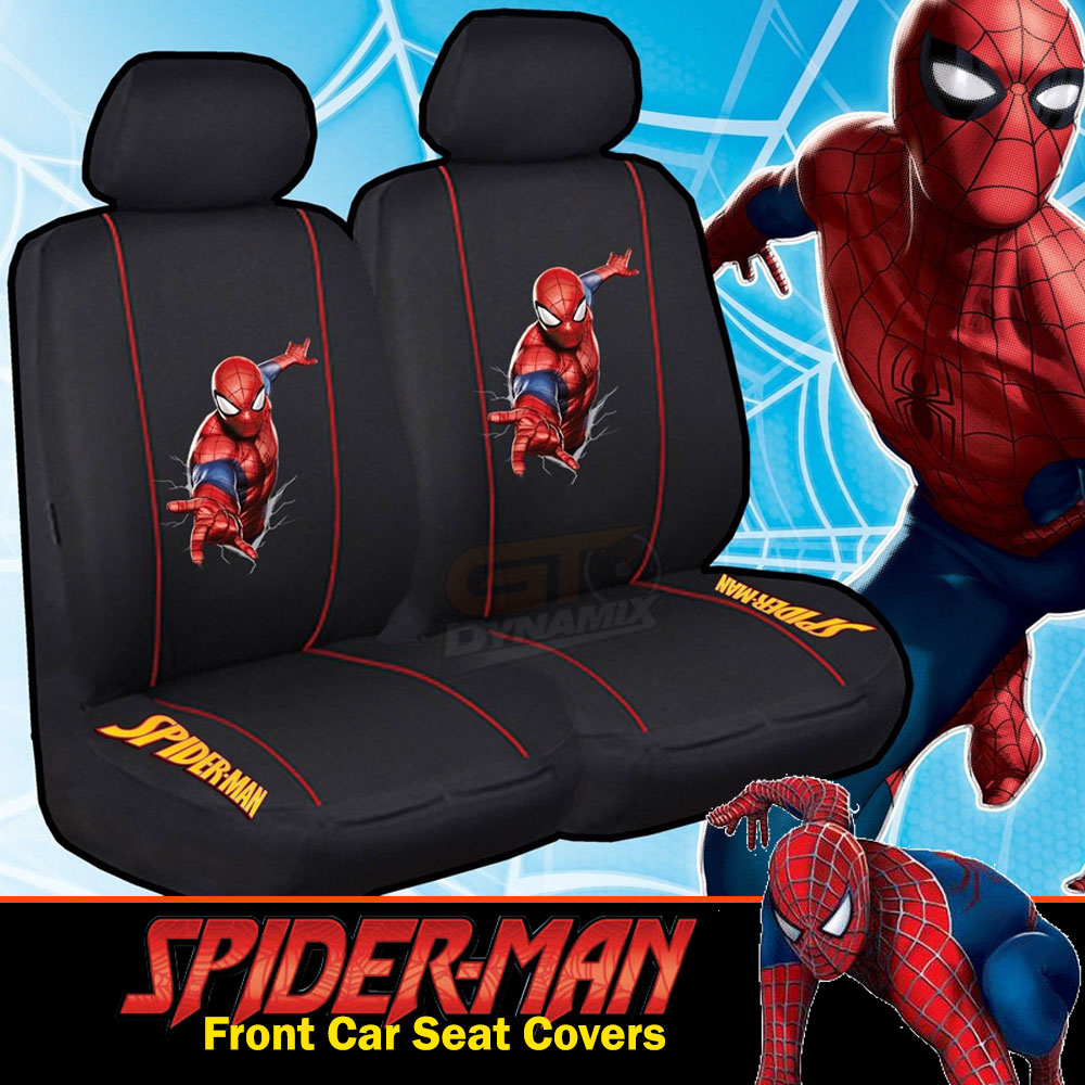 Marvel SPIDERMAN BLACK Front Car Seat Covers Universal