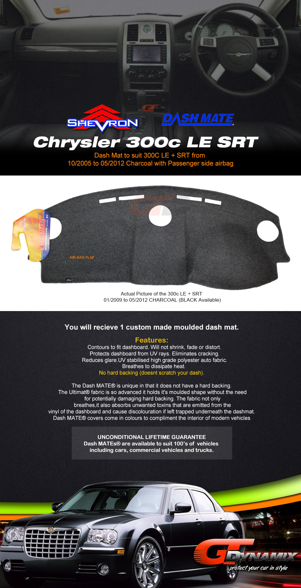 Chrysler Dash Mats DASH MAT CHRYSLER 300C LE SRT 10/2005-5/2012 DM1007 CHARCOAL | eBay