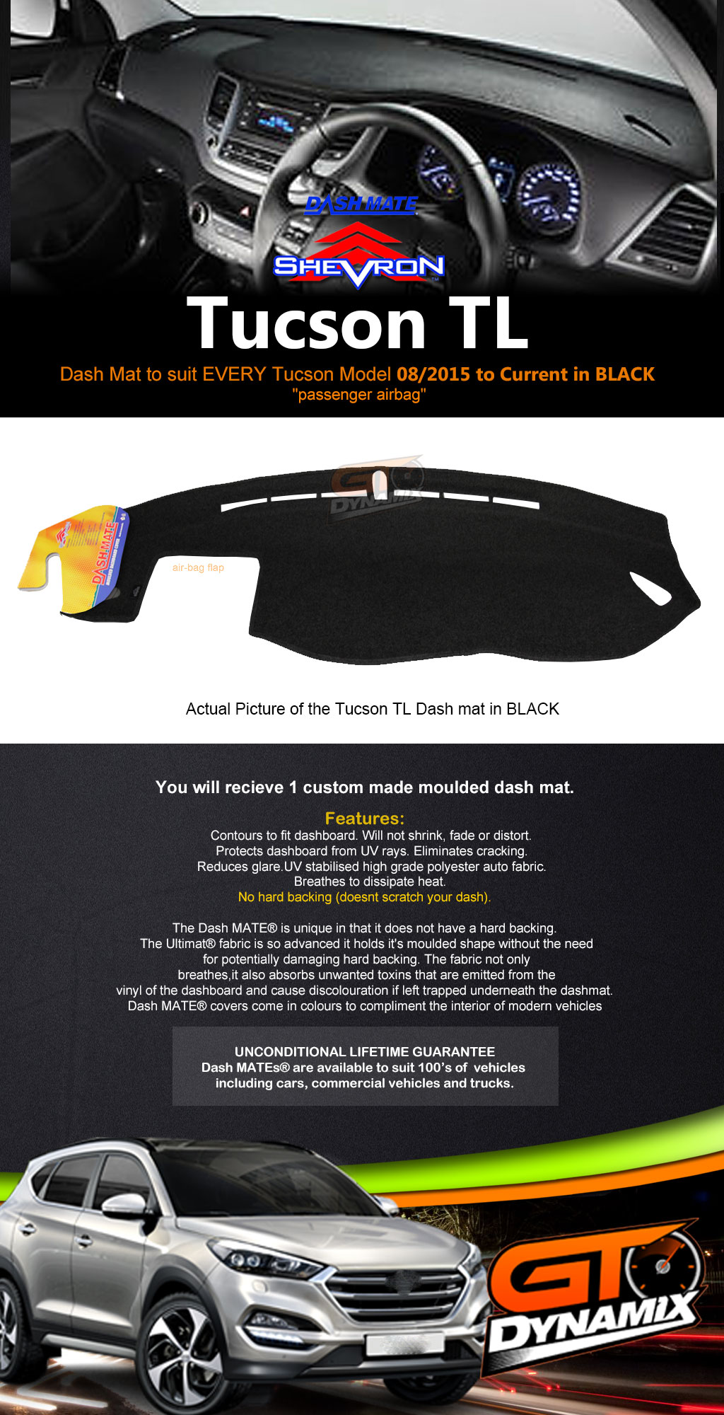 DASH MAT HYUNDAI Tucson Active X Elite & Highland 8/20157/2018 DM1398