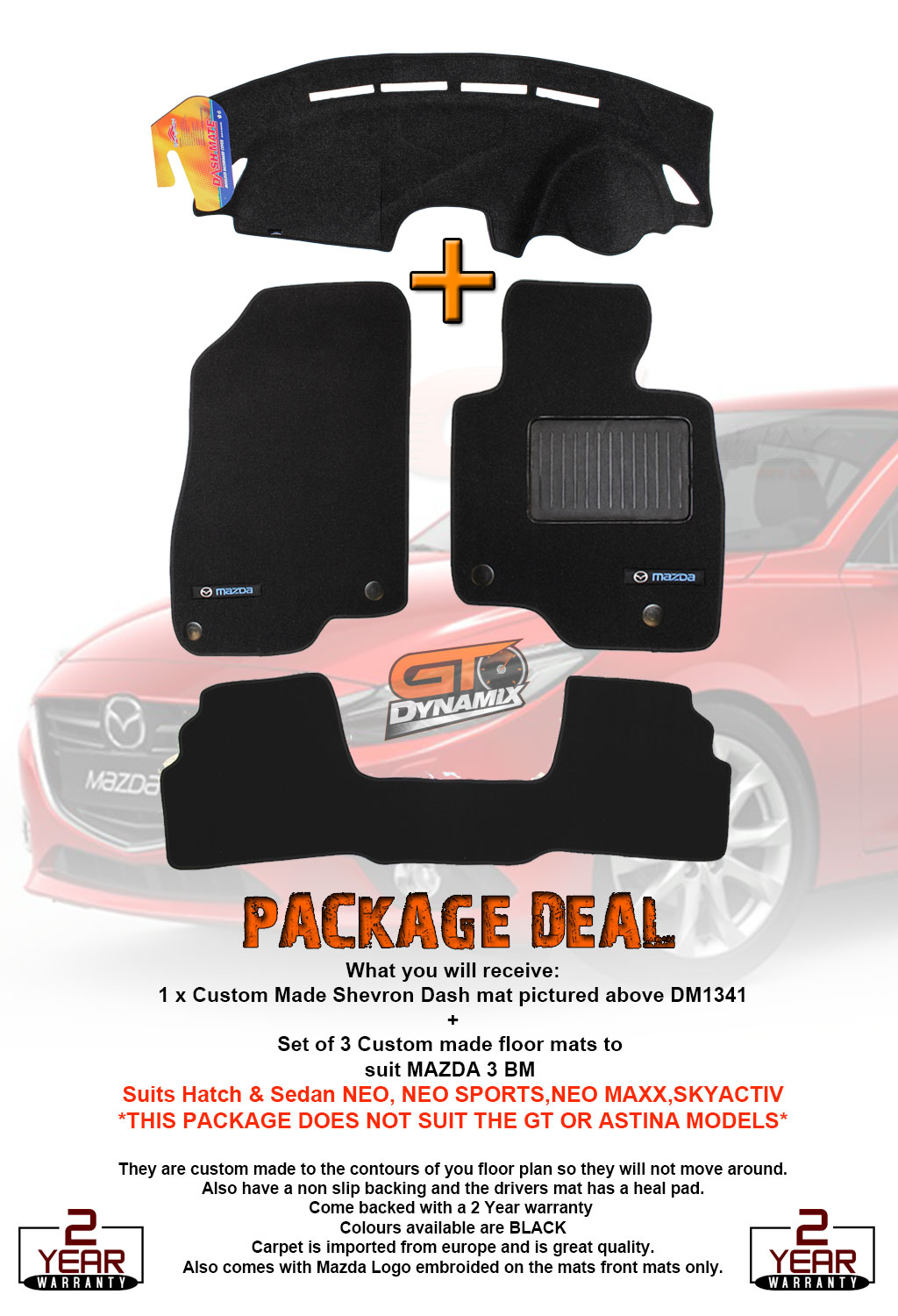 Mazda 3 Bm Dash Mat Custom Made Floor Mats F R 2 2014 18 In