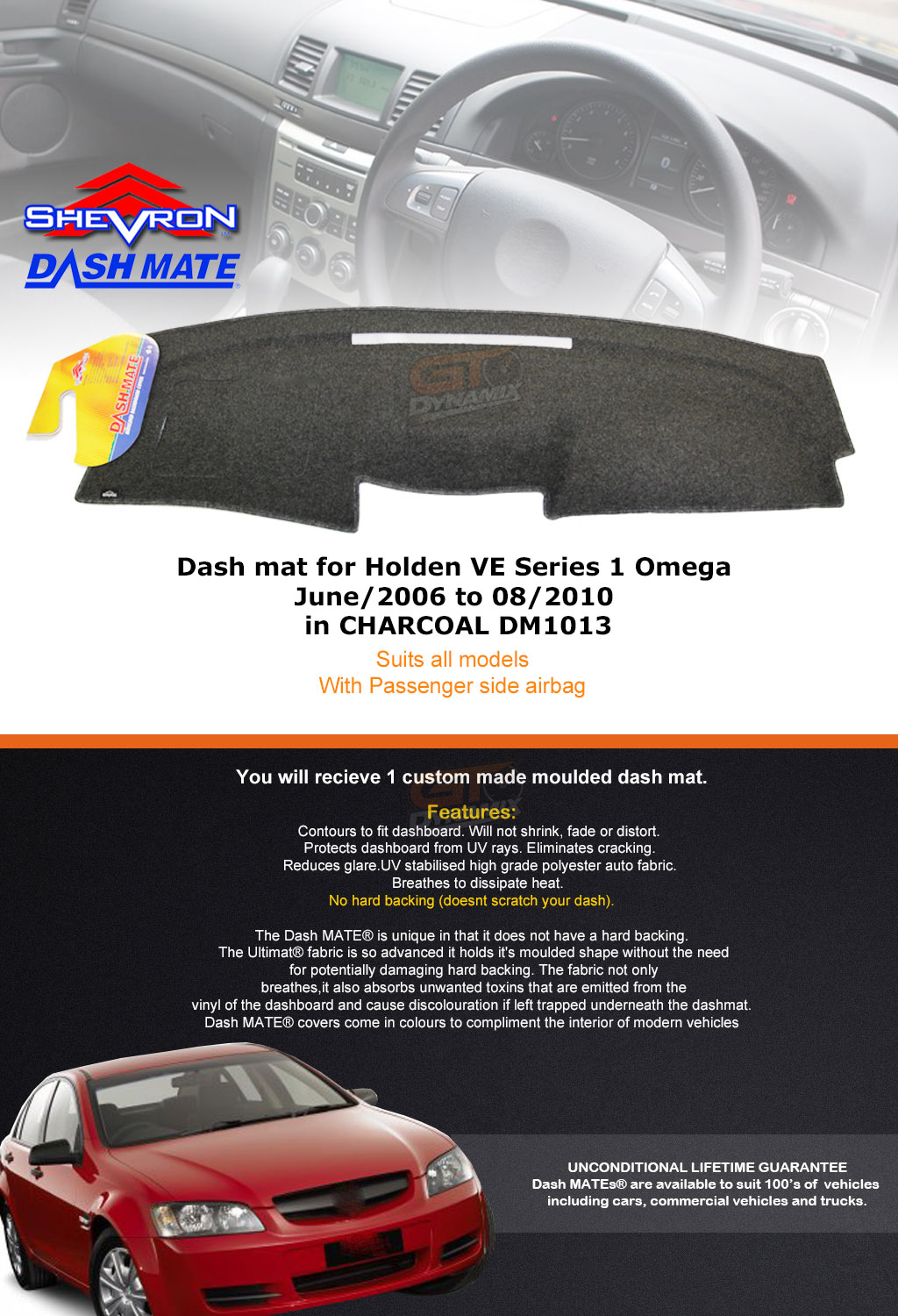 DASH MAT HOLDEN Commodore VE OMEGA 07/20068/2010 SHEVRON DASHMAT