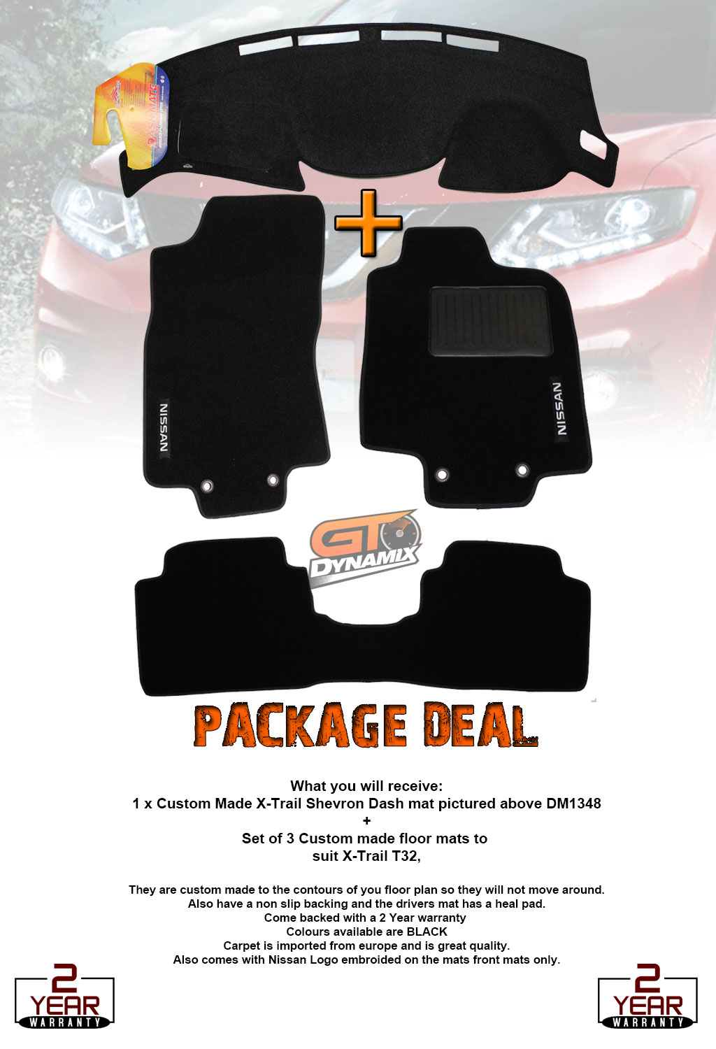 Nissan XTrail T32 DASH MAT + Custom Floor Mats F + R 3/201420 in