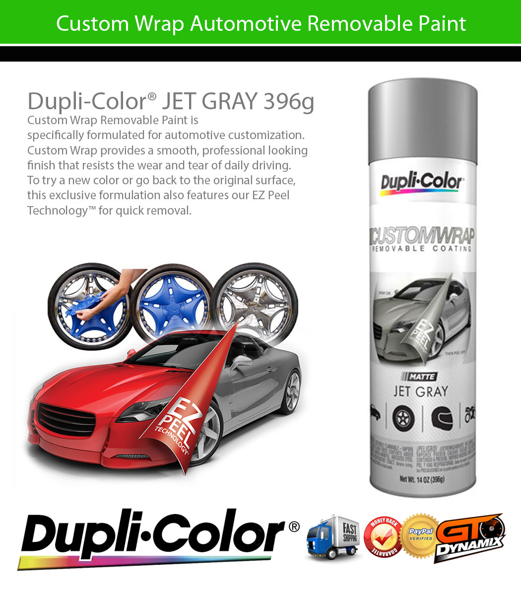 Duplicolor JET GRAY Custom Wrap Automotive Removable Paint Plastic Dip