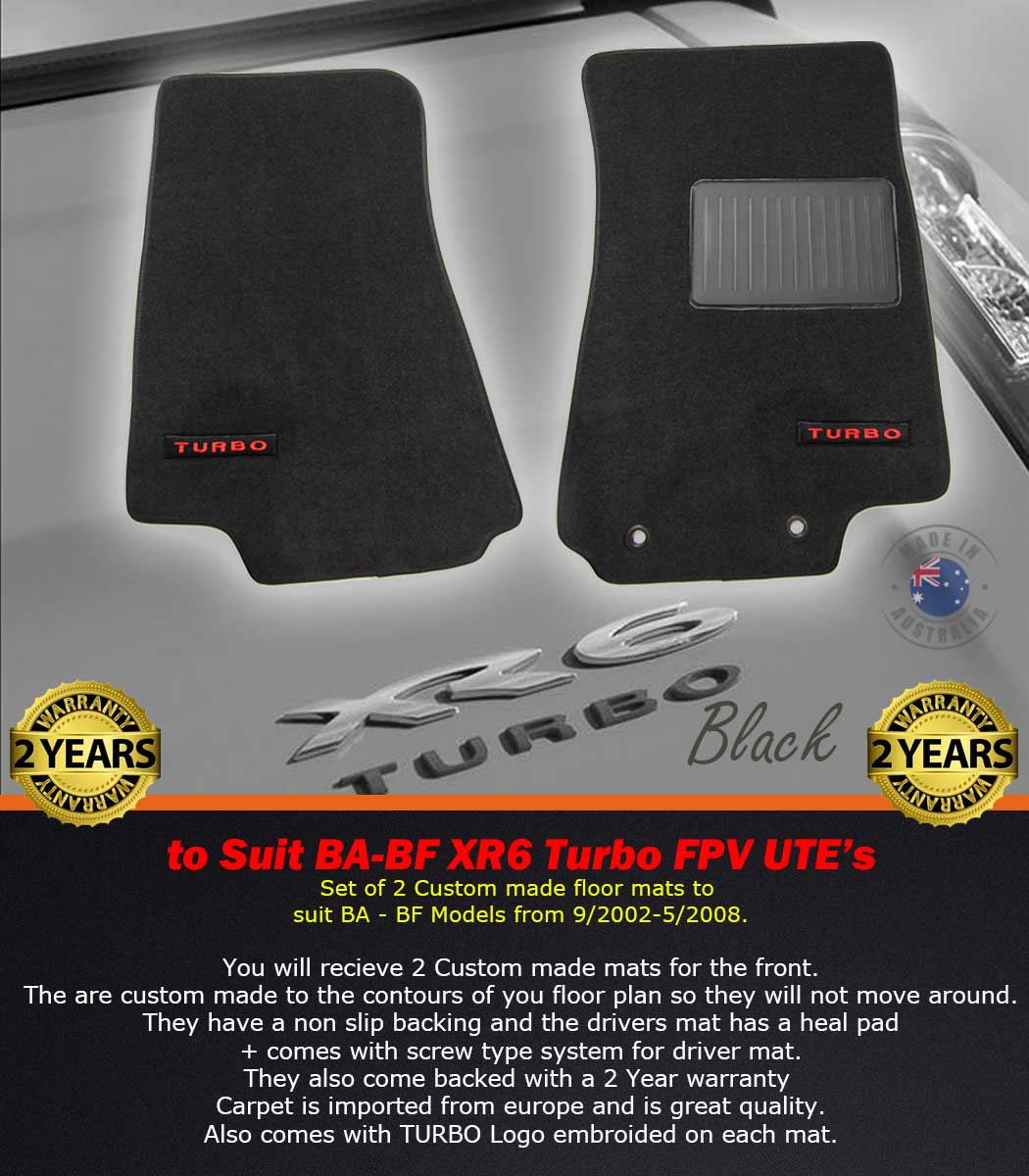 Custom Floor mats Ford BA BF UTE MK2 XR6 Turbo FVP F6 Typhoon 9/20025/