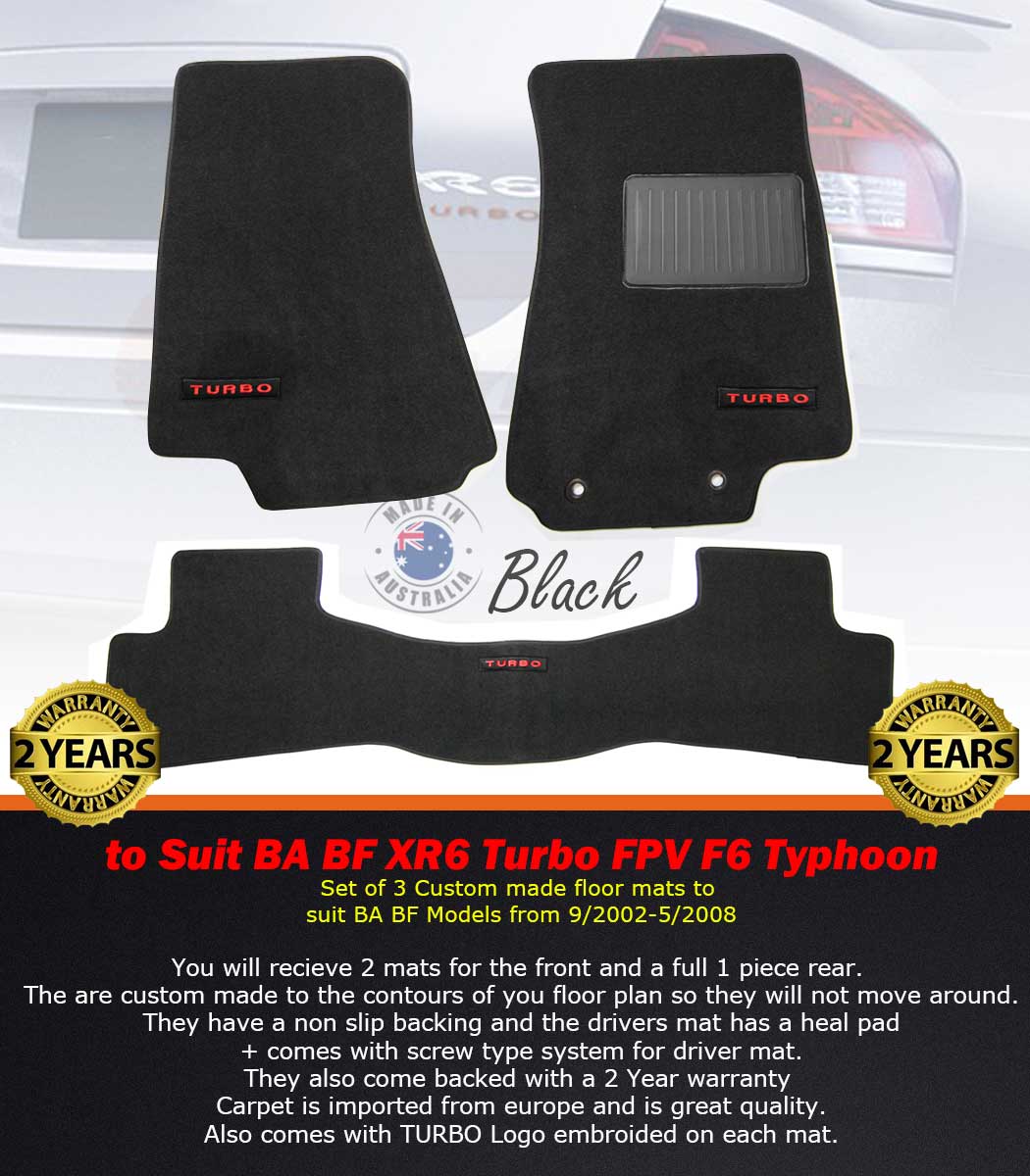 Custom Made Floor mats for Ford BA BF MK2 XR6 Turbo FVP F6 Typhoon 9/