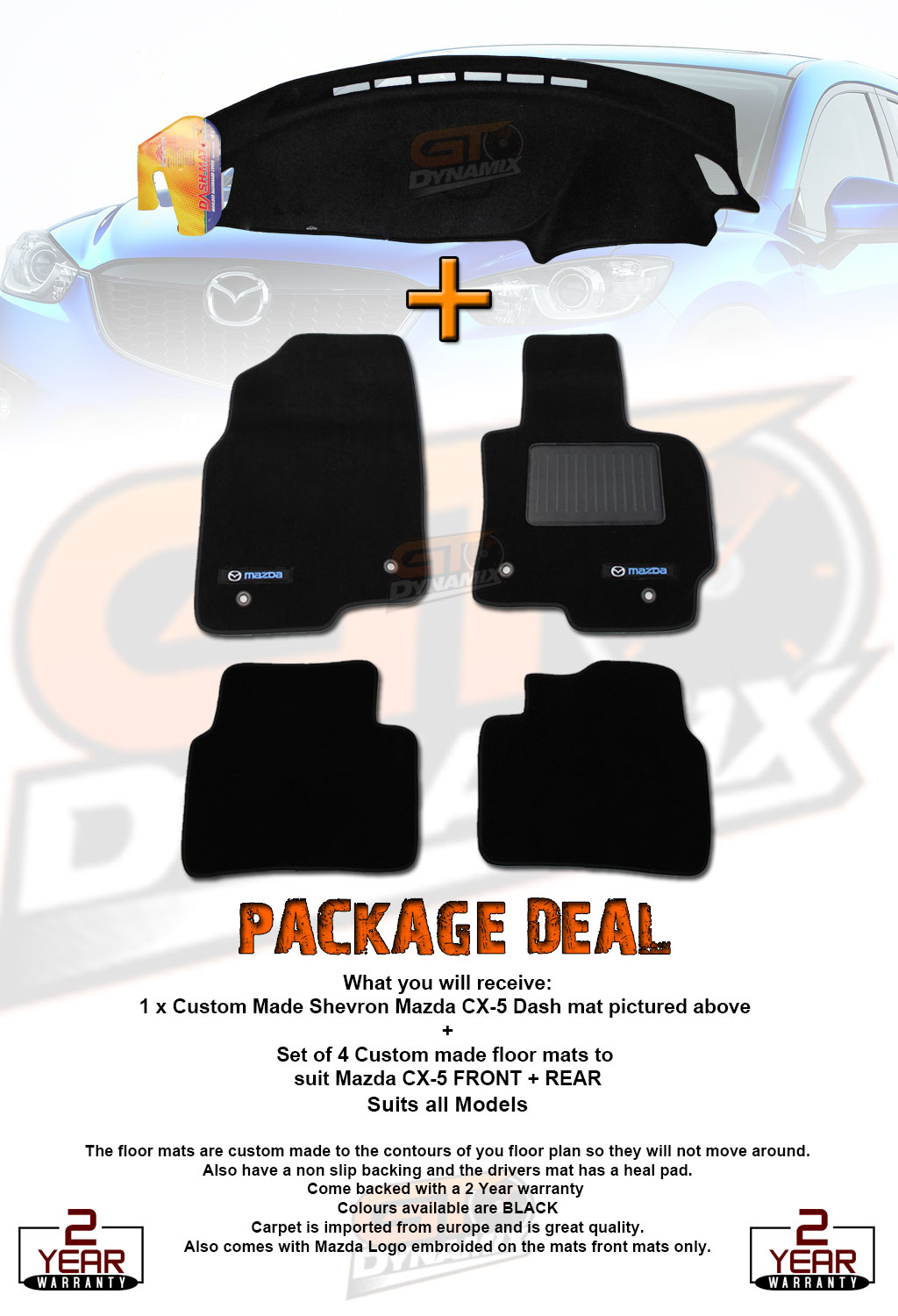 MAZDA CX5 Custom Made BLACK Floor Mats F + R + DASH MAT BUNDLE 02/20122017 eBay