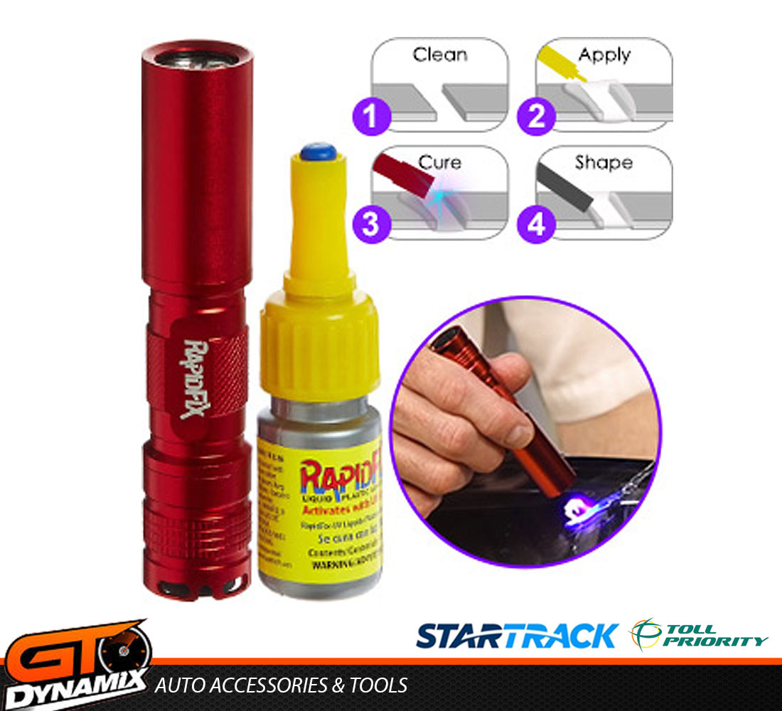 Rapid Fix UV Activated Liquid Plastic Adheasive Glue with UV Torch