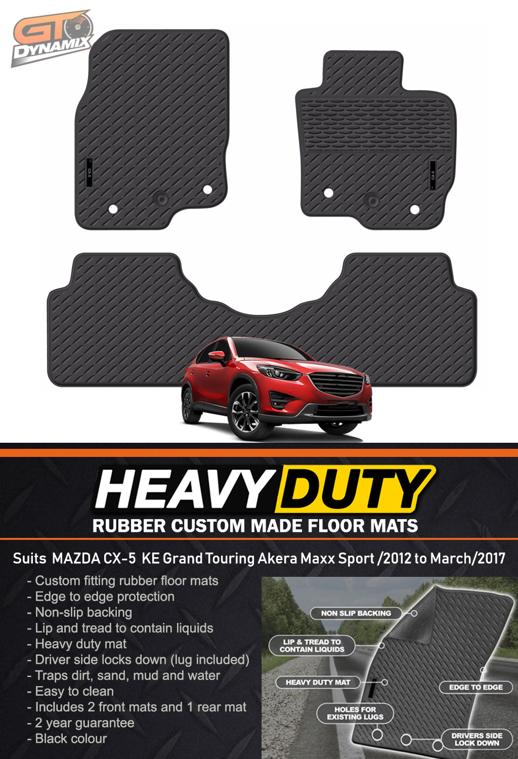 Custom HD Rubber Floor Mats Mazda CX5 Akera MAXX SPORT 2/20123/2017