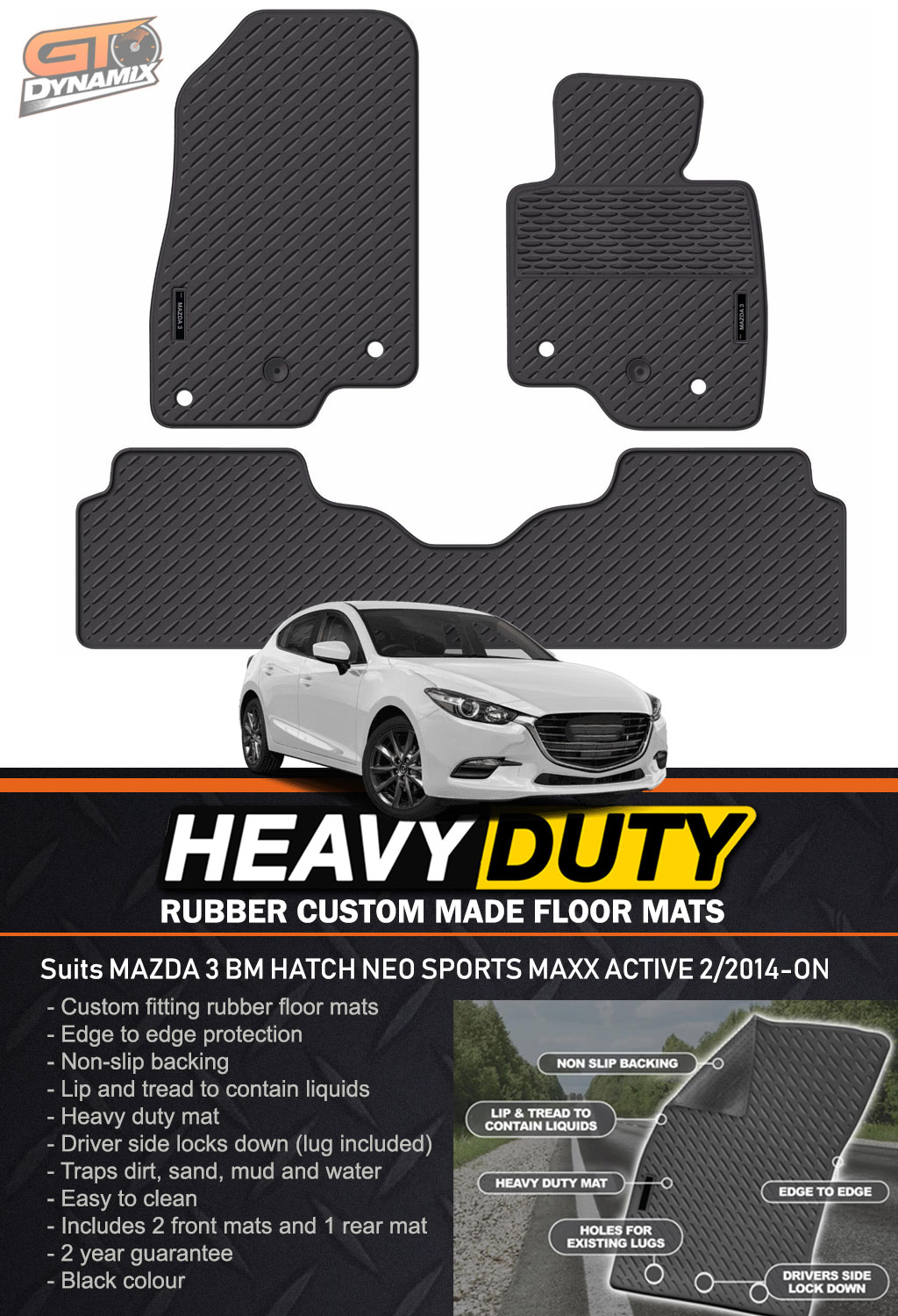 Mazda 323 F Rubber Heavy Duty Black Rubber Boot CAR MAT